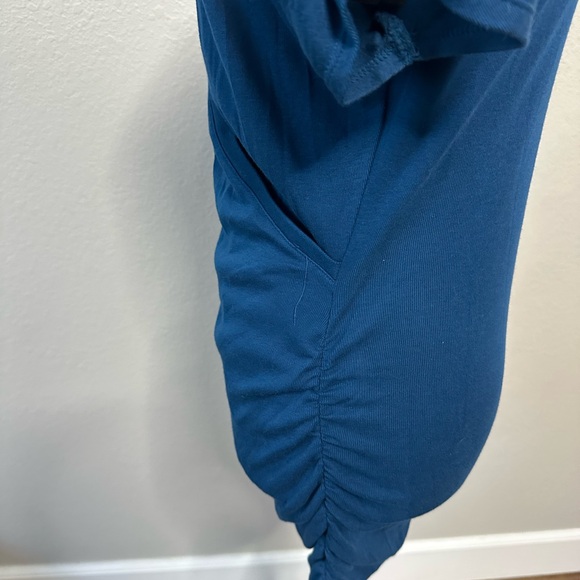 Express Blue Wrap Ruched Blouse - Picture 2 of 12